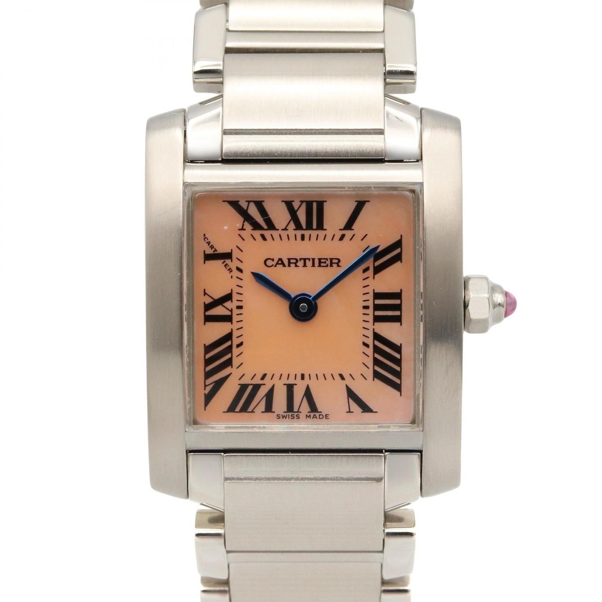 Cartier Tank Française Small Watch, Stainless Steel, Women's, Pink, W51028Q3