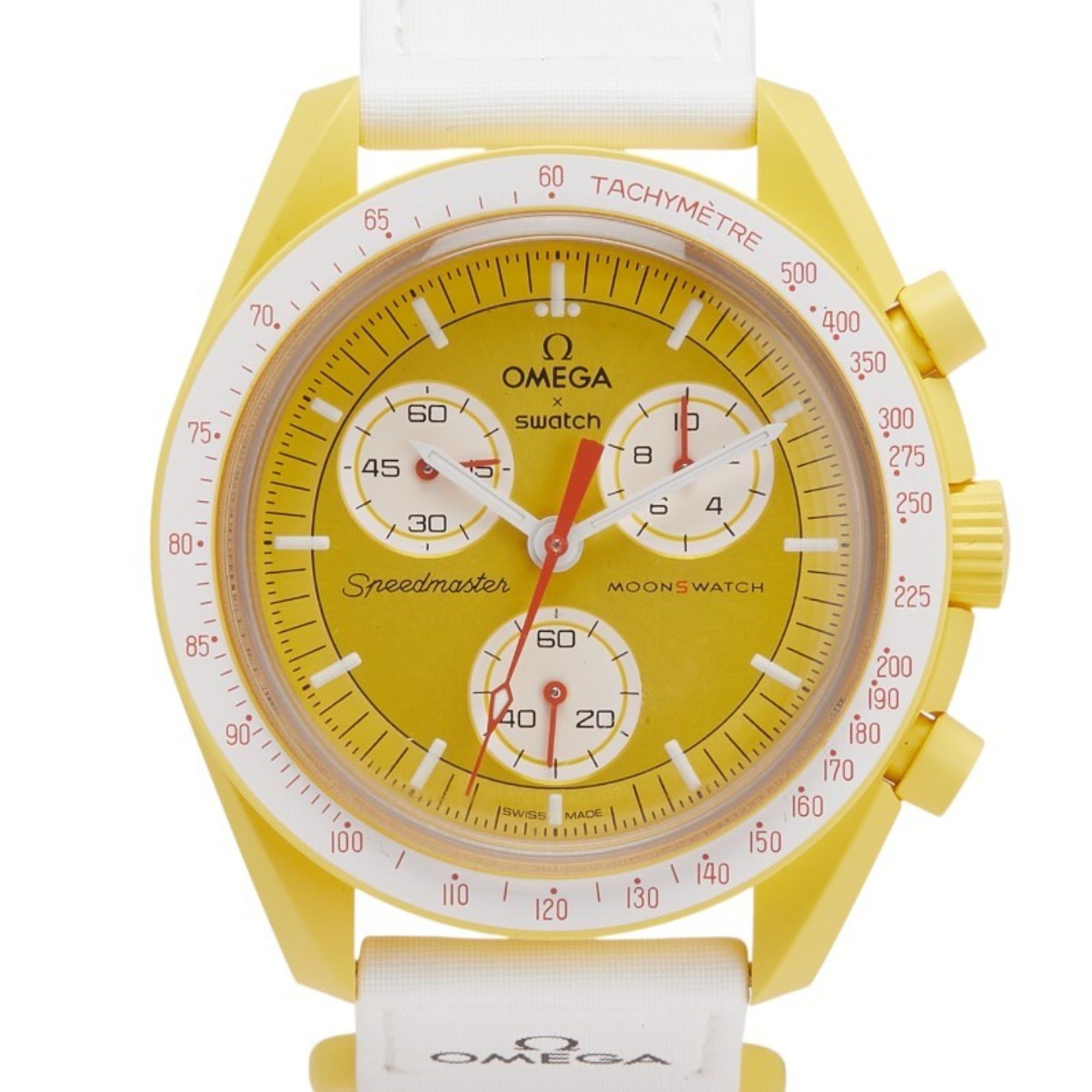OMEGA x Swatch MoonSwatch Mission to the Sun Watch SO33J100 Quartz Yellow Dial Ceramic Nylon Men's