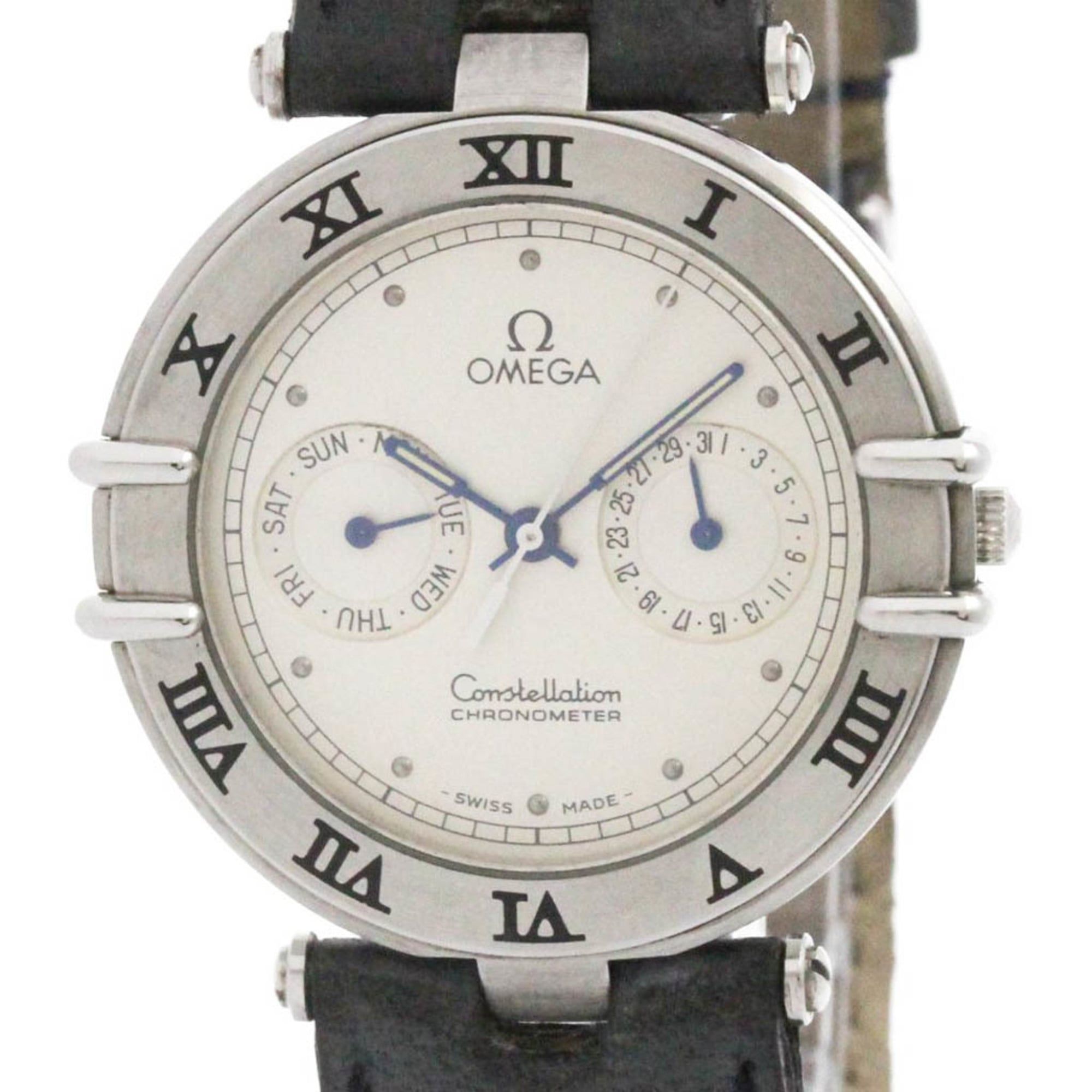 OMEGA Constellation Day Date Steel Quartz Mens Watch 198.0155 Polished