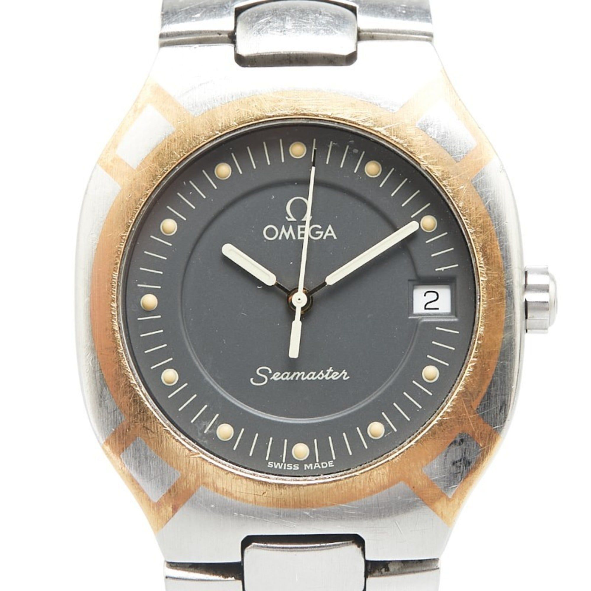 Omega Seamaster Polaris Watch 2510.40 Quartz Gray Dial Stainless Steel Yellow Gold Men's OMEGA
