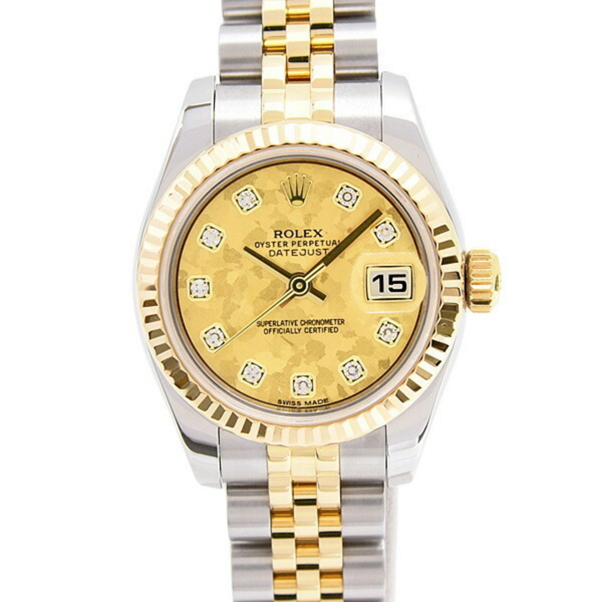 Rolex Women's Datejust 10P Automatic Watch with Random Gold Crystal Dial, Stainless Steel and Yellow