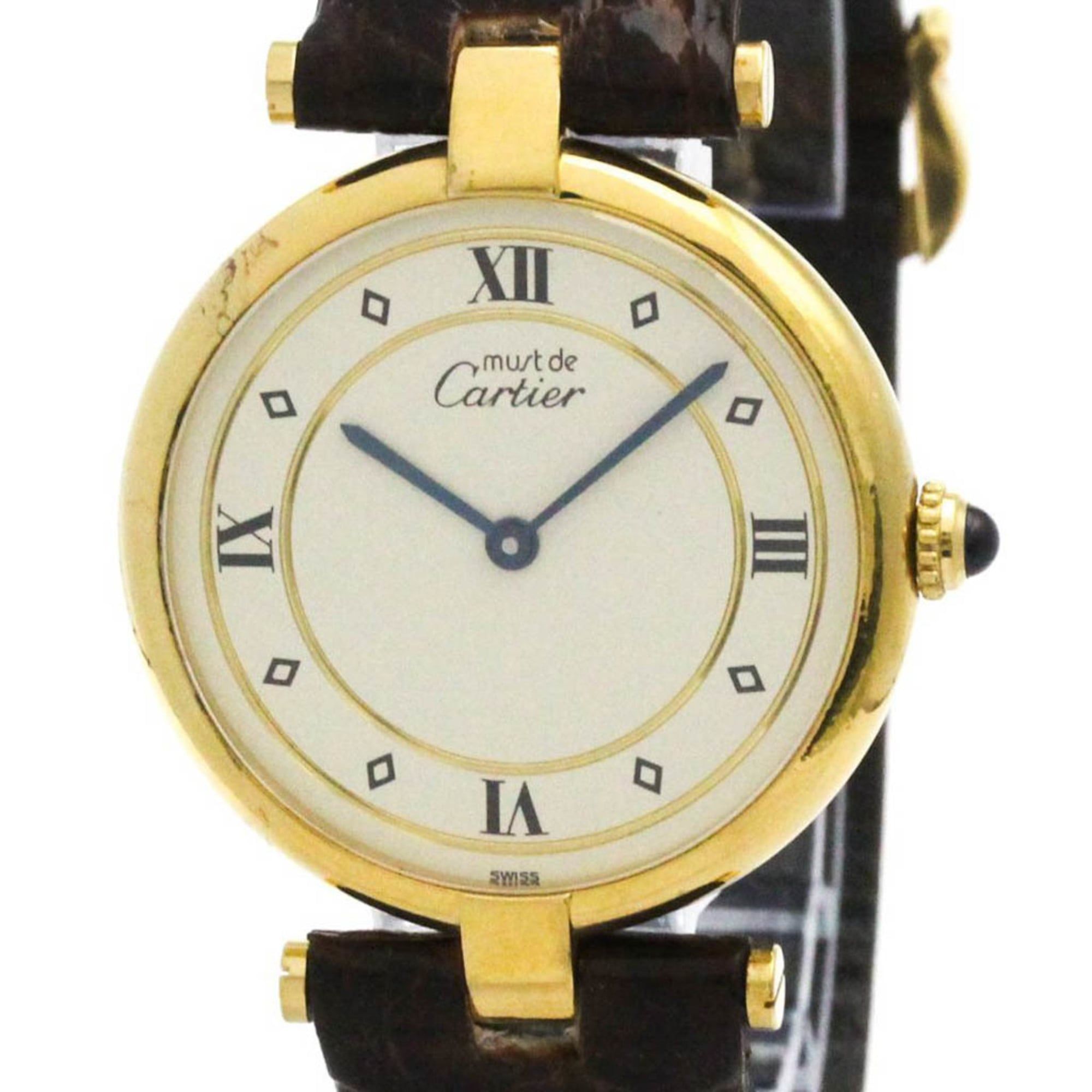 CARTIER Must Gold Plated Leather Quartz Ladies Watch W1001953