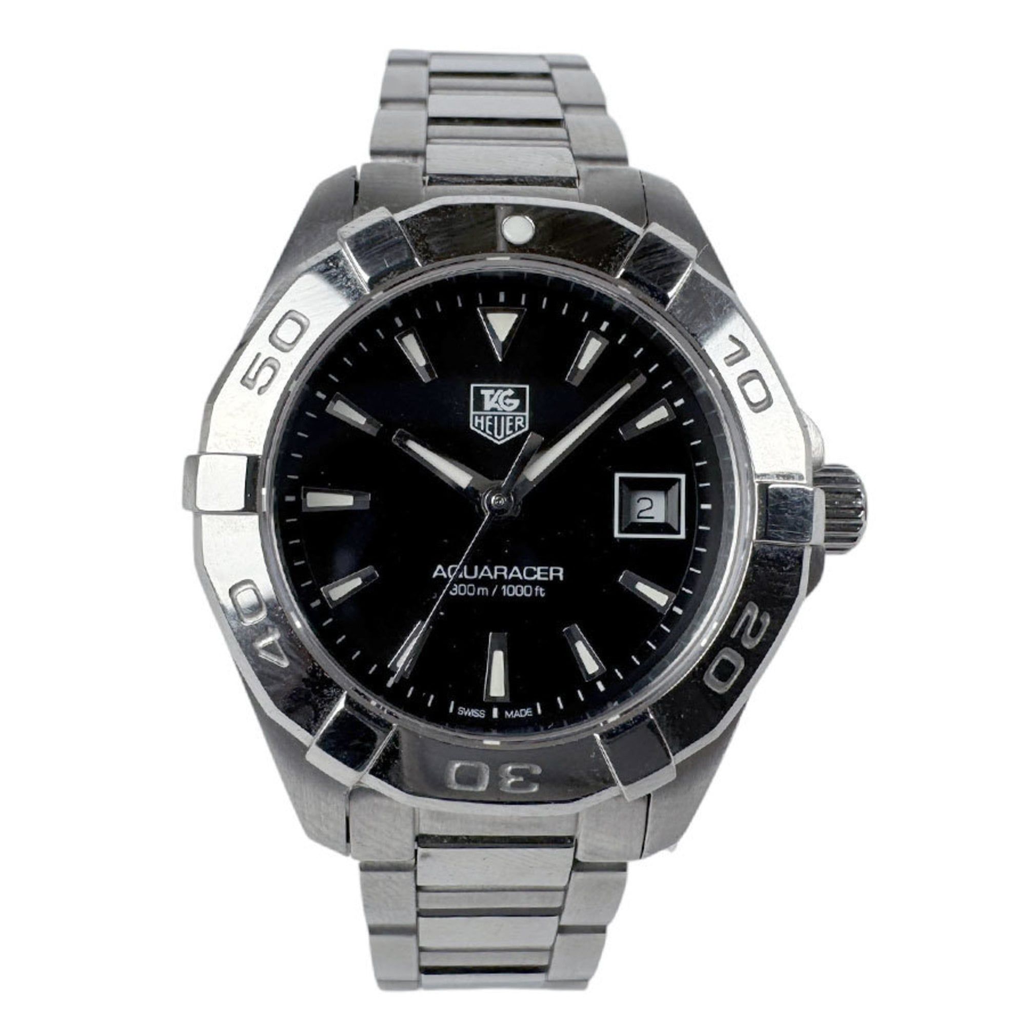 TAG HEUER Aquaracer Watch Stainless Steel Silver x Black Men's Women's Quartz u0028