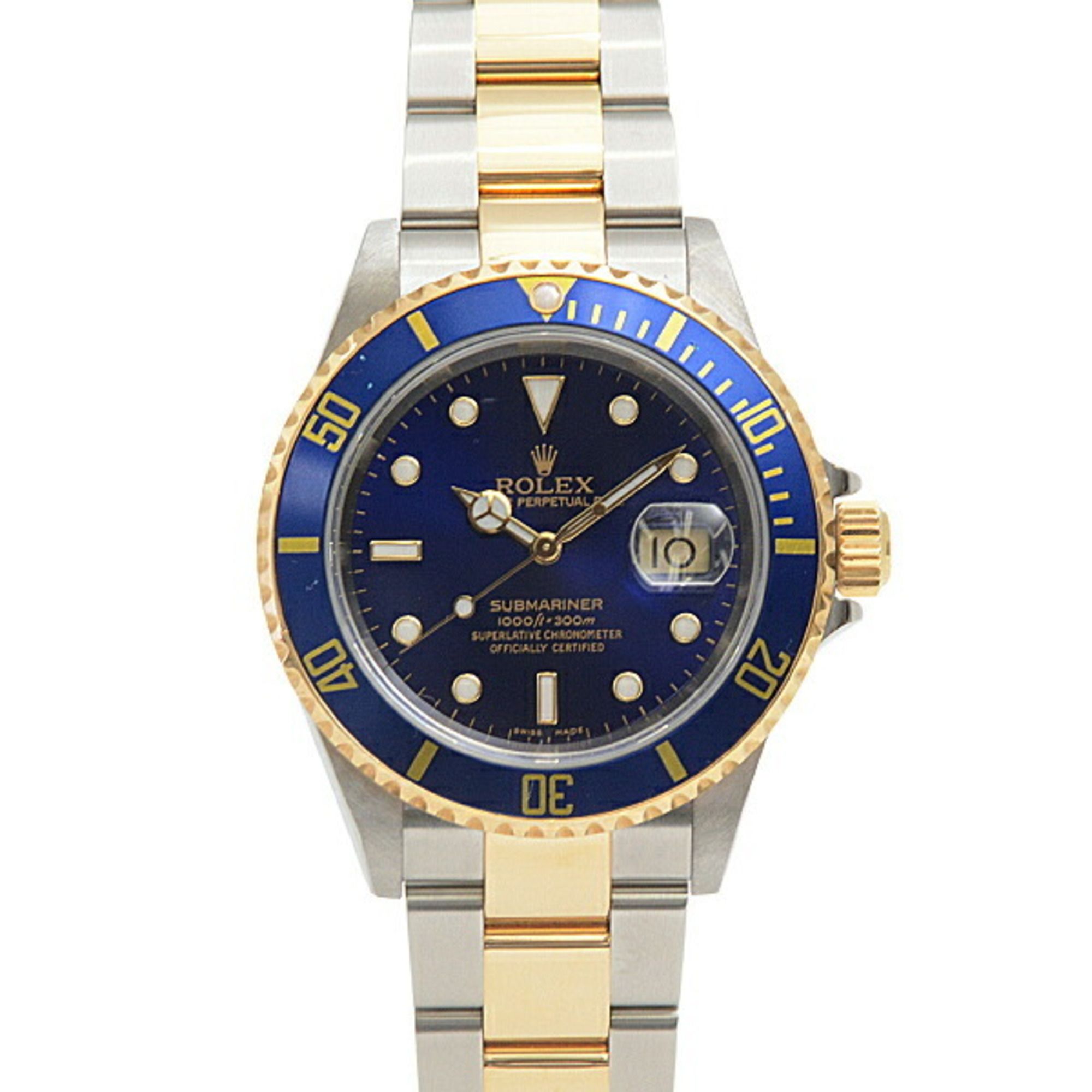 Rolex Watch Men's Submariner Blue Dial Sub Automatic D Series Stainless Steel Gold ROLEX 16613 SS x