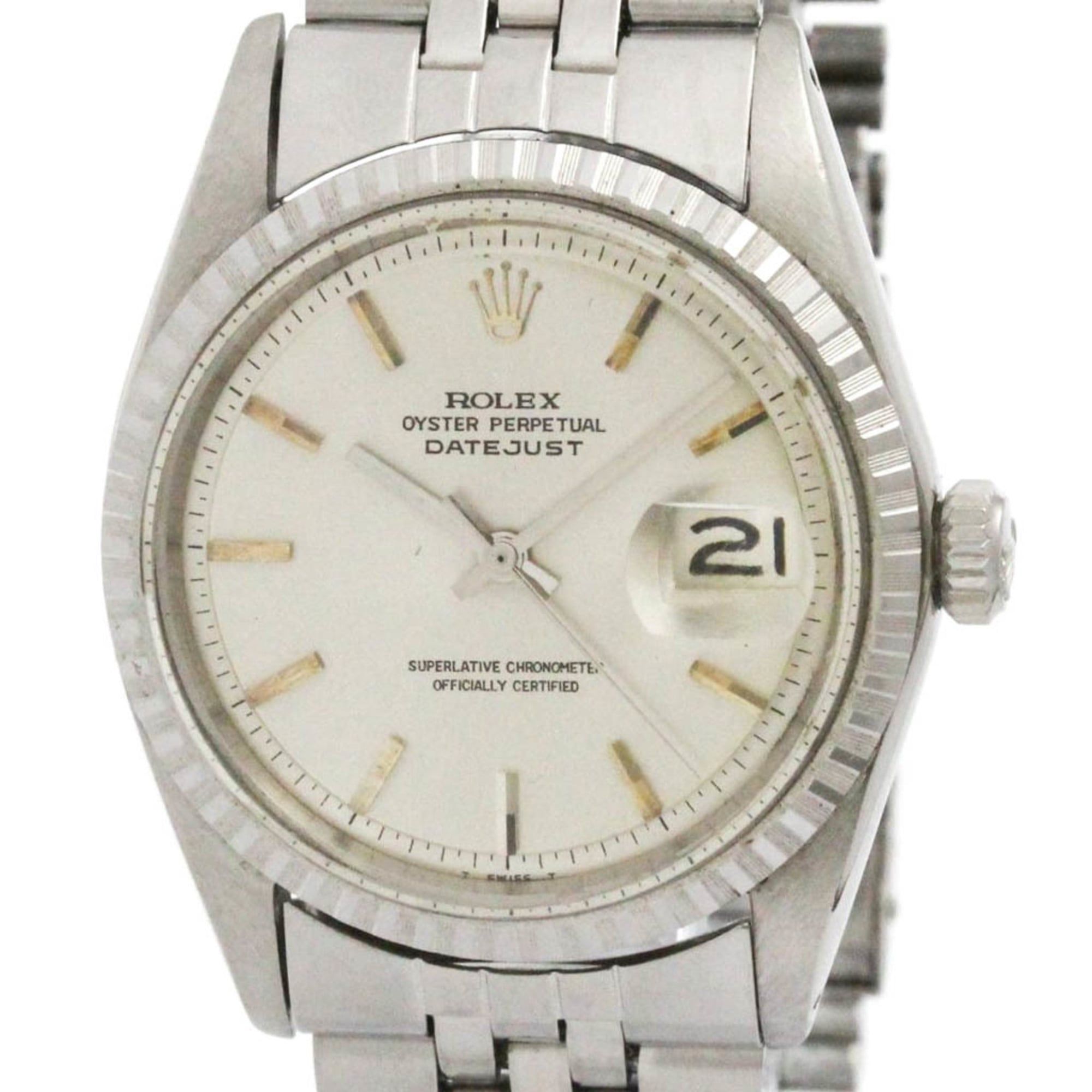 ROLEX Datejust 1601 White Gold Steel Automatic Mens Watch Vintage