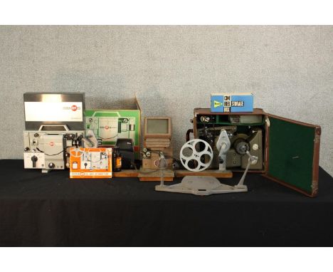 A Super 8 editor and projector, together with other camera and projection equipment. H.38 W.33 D.18cm. (largest) 