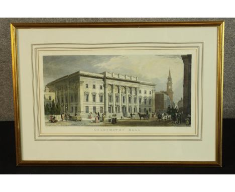 J. Rogers after Thomas H. Shepherd, Goldsmiths' Hall, coloured print published by J. Robins &amp; Sons, framed. H.40 W.58cm. 