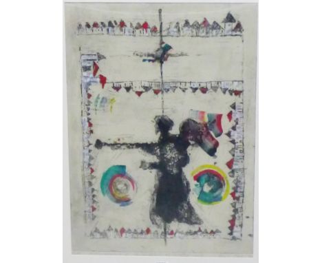 'Metamorphosis of the Architect as Weather Vane' Artists Proof Screen Print,  signed in pencil, in a glazed frame, 49 x 68cm
