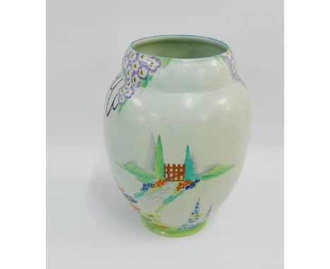 Carlton ware baluster vase painted with Garden Gate pattern No 3863, with printed backstamps, impressed number 456, 16cm high