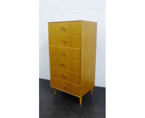 Meredew light oak six drawer chest, 124 x 62cm 