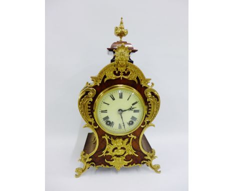 German mantle clock and bracket with gilt metal mounts, (2) 