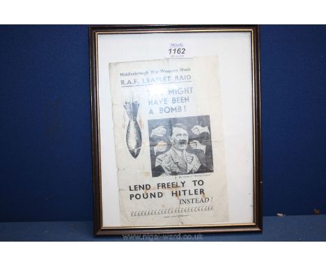 A Middlesbrough War Weapons Week WWII R.A.F. Leaflet Raid