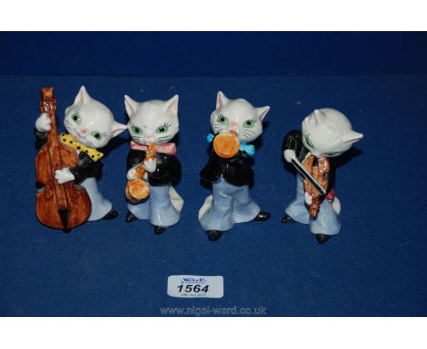 Four Hummel Goebel cat band members