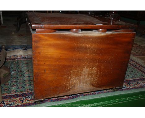 A 19th c. Mahogany Commode with well designed folding action, including the arms. 23 1/4" wide, 17 3/4" deep, 18 3/4" high, (