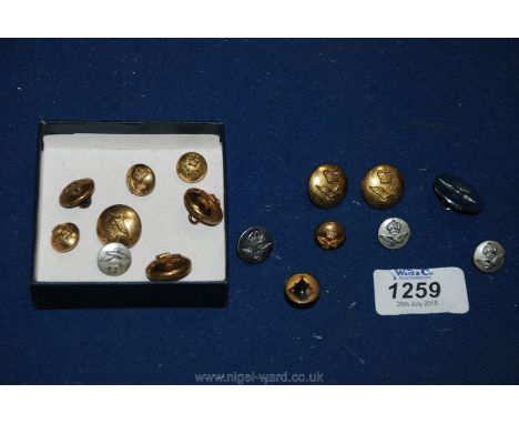 A Collection of Brass & Other RAF Buttons Inc a Pilots WWII Escape & Evasion Button Compass.