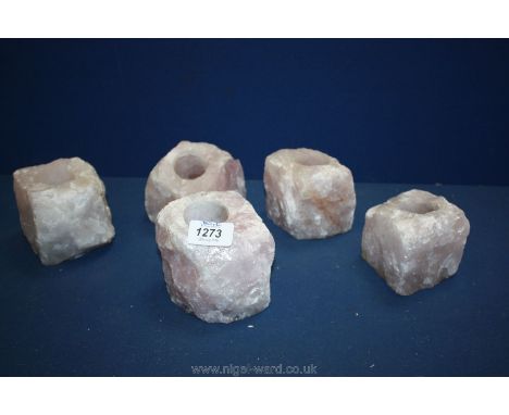 Five Himalayan salt tea light holders