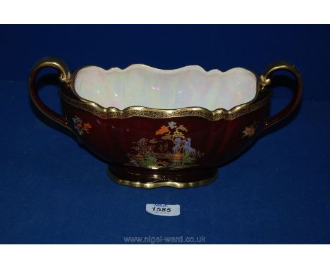 A Carltonware Rouge Royale twin handled Planter with Oriental pattern