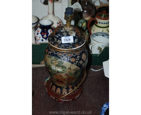 An Oriental china Table Lamp on wooden base