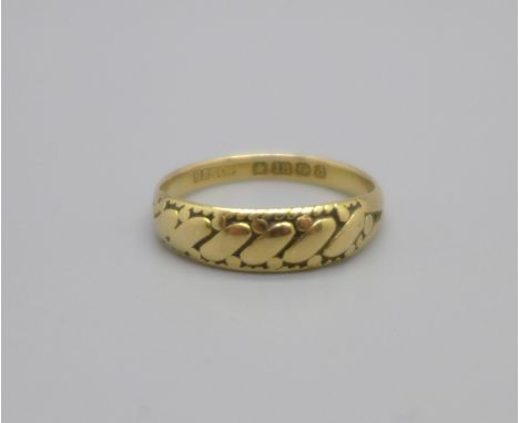 An 18ct gold ring, 2.5g, N 