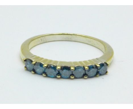 A silver gilt, blue diamond ring and certificate, 2.5g, Q 