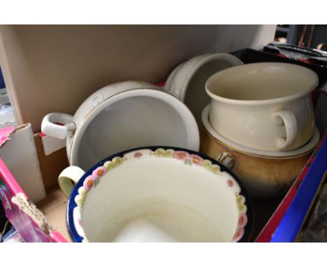 A selection of ceramic chamber pots including Bisto