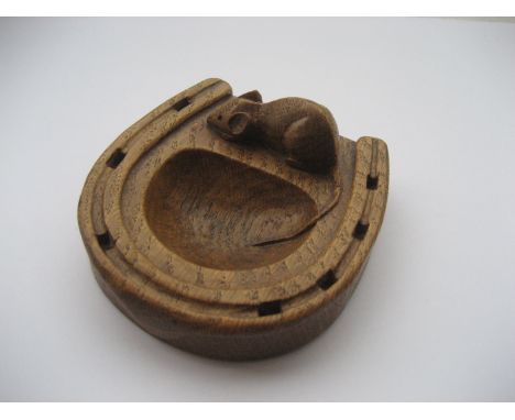 A ROBERT |MOUSEMAN| THOMPSON HORSESHOE ASHTRAY / PIN DISH. APPROX 10CM. 