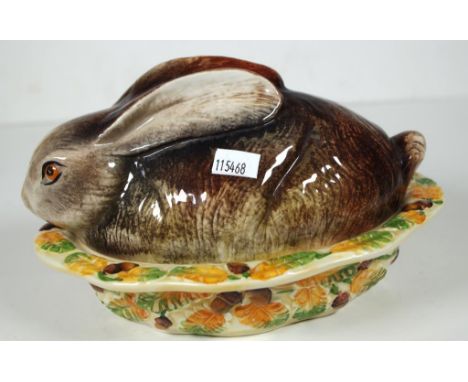 Italian ceramic rabbit lidded serving dish width 21cm approx