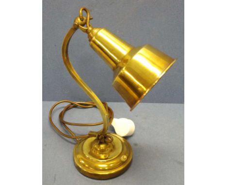Brass 1920s desk lamp adjustable and professionally rewired. 30cm high.