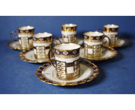 Six Aynsley silver mounted coffee cups and saucers hallmarked Sheffield 1921 (Walker & Hall)