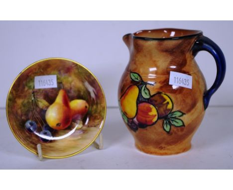 Royal Worcester signed handpainted fruit dish together with a Tunstall fruit jug