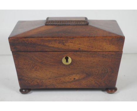 Georgian rosewood sarcophagus tea caddy 20cm wide, 12.5cm high approx
