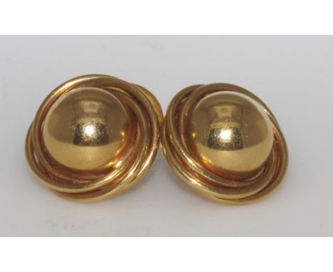 Pair of vintage 9ct gold semi-spherical earrings weight: approx 3.5 grams