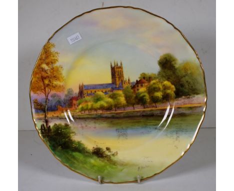 Royal Worcester 'Worcester Cathedral' plate display plate, marked to base. Diameter 26.5cm approx.
