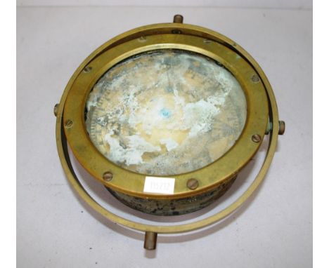 Ship's binnacle brass compass 16cm diameter approx