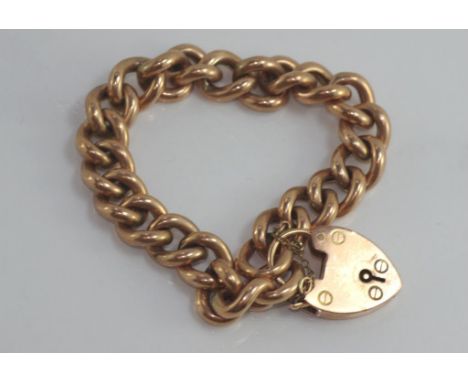 Vintage rose gold bracelet with heart lock weight: approx 29.8 grams