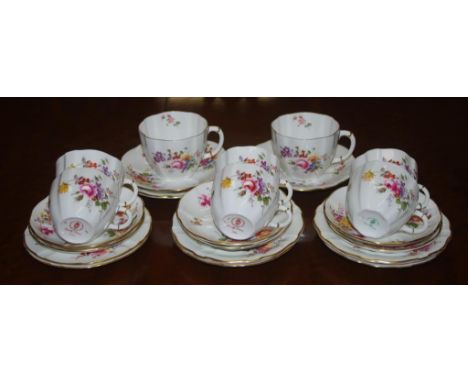 Royal Crown Derby teacups with saucers, jug & bowl 'Derby Posies' pattern, comprising of 6 cup, saucer, plate sets, 2 large b