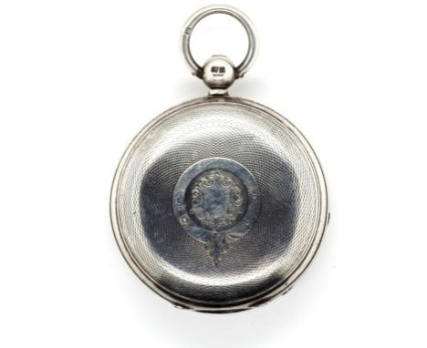 Sterling silver full hunter pocket watch with Birmingham hallmarks for 1901. White enamel dial marked Appel Bros. Warwick. Wo