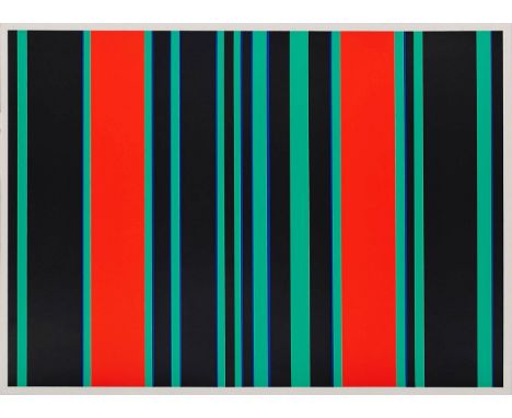 Farbserigraphie Günther Fruhtrunk1923 München - 1982 München "Aus Farbbewegungen: Trennende Rot" 1970 verso sign. Fruhtrunk E