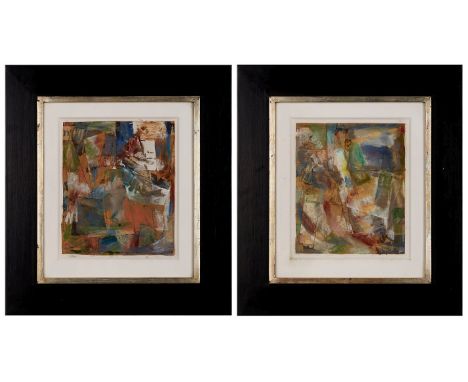 Paar CollagenKarl Hikade geb. 1942 Wien "Landscape" 1987/88 verso auf dem Auflagekarton sign. u. dat. K. Hikade 1087/88 verso