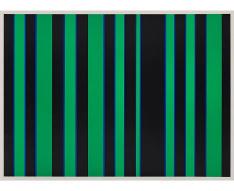 Farbserigraphie Günther Fruhtrunk1923 München - 1982 München "Aus Farbbewegungen: Rote Vibration" 1970 verso sign. Fruhtrunk 
