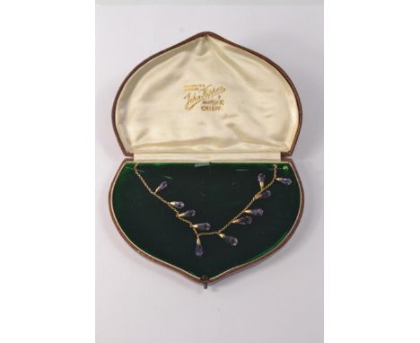 Very nice 20th century graduated briolette cut amethyst fringe necklace all cap mounts and chain stamped 9ct (including 1999 