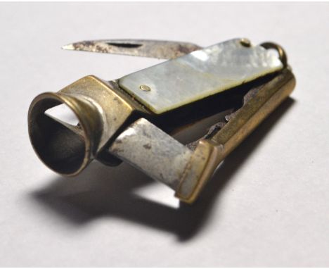 Vintage cigarette/cigar cutter with Mother of Pearl handle