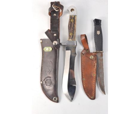 CK Stainless Jewell Falconire hunting knife and one other