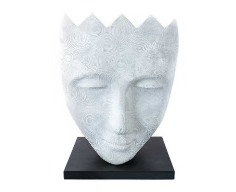 Jilly Sutton RSS (Contemporary) "Harle Queen" Signed verso, limed wood on a marble base, 55cm high   Some minimal light surfa