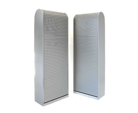 Pastoe: A Pair of Amsterdammer Roll Top Cabinets, designed by Aldo van den Nieuwelaar (1944-2010)grey lacquer, ribbed rollar 