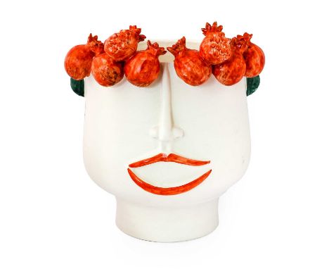 Patrizia ItalianoStefanina Pomegranate Picker Head Vase, Domitilla Lemon Picker Head Vase and White Glazed Head Vaseceramic c