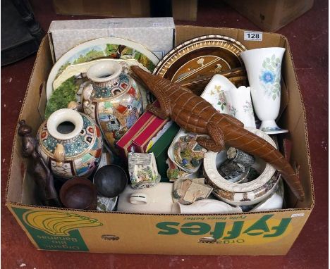Box of collectables to include treen, Royal Dolton & Worcester