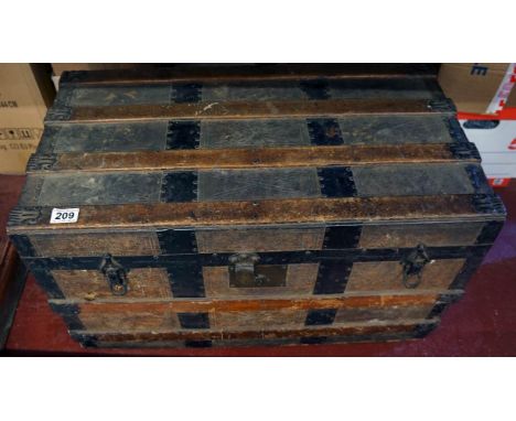 Old wooden metal banded trunk