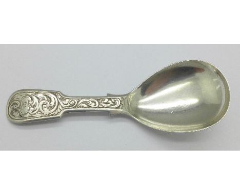 A Victorian silver caddy spoon, George Unite, Birmingham 1857