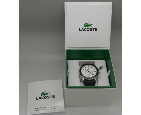 A gentleman's Lacoste chronograph wristwatch, boxed with papers